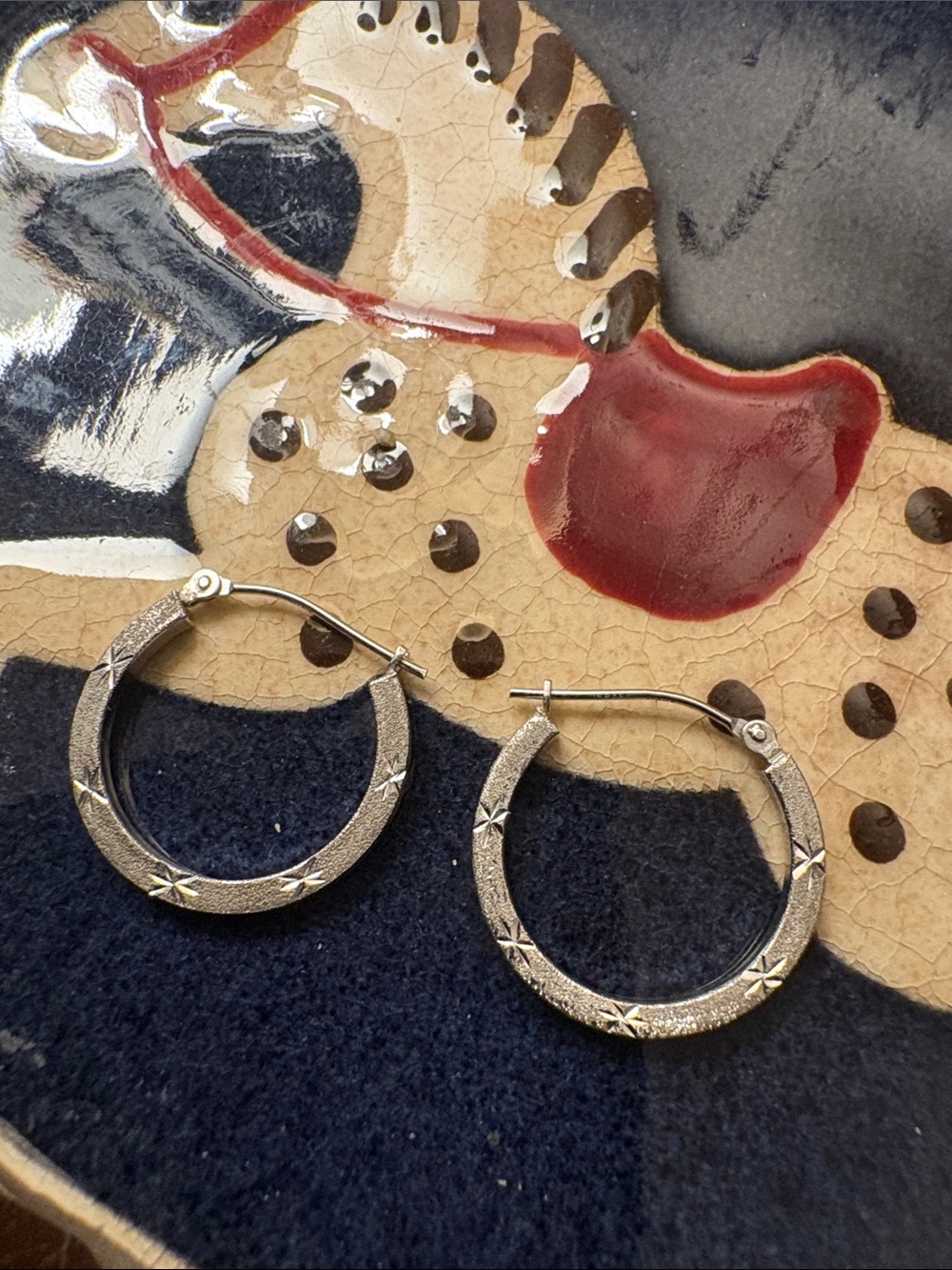 14k white gold Stars Hoop Earrings